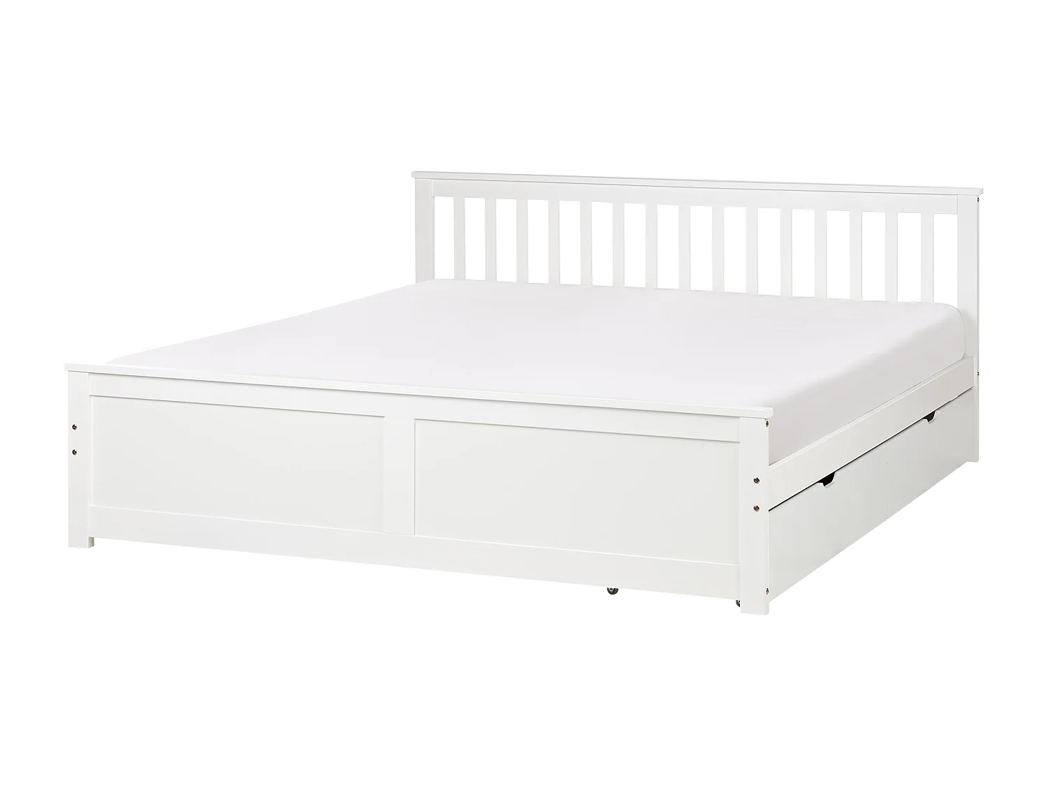 Lit avec tiroirs de rangement Bois de pin OLENDON 180 x 200 cm Blanc