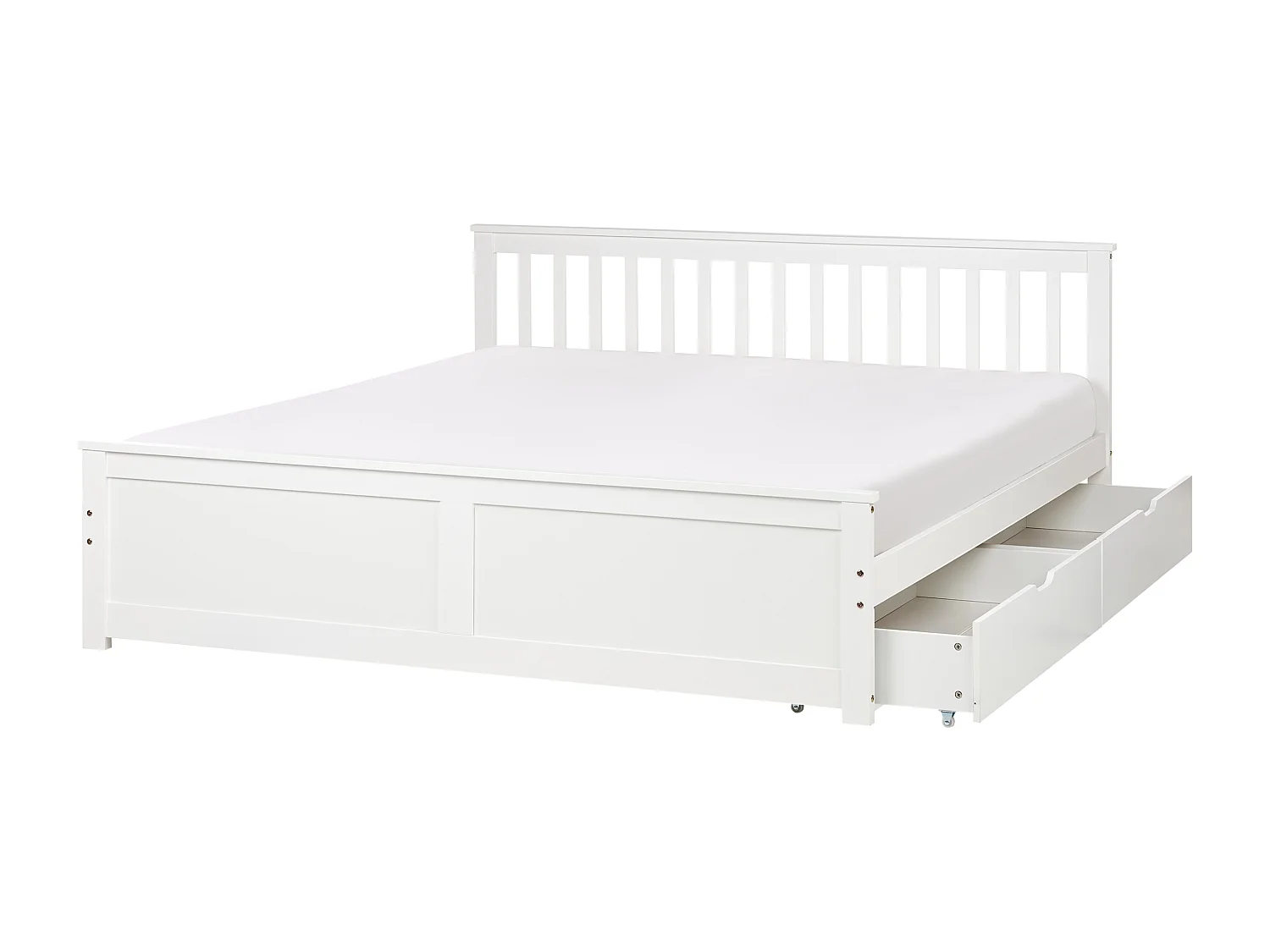 Bett mit Schubladen Kiefernholz OLENDON 180 x 200 cm Weiss