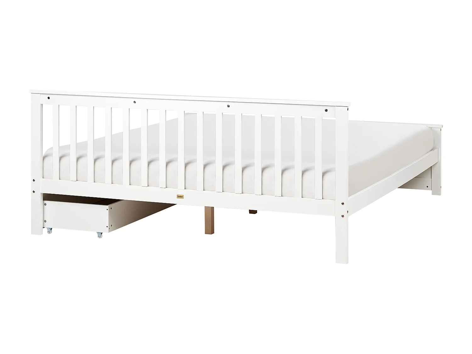 Bett mit Schubladen Kiefernholz OLENDON 180 x 200 cm Weiss