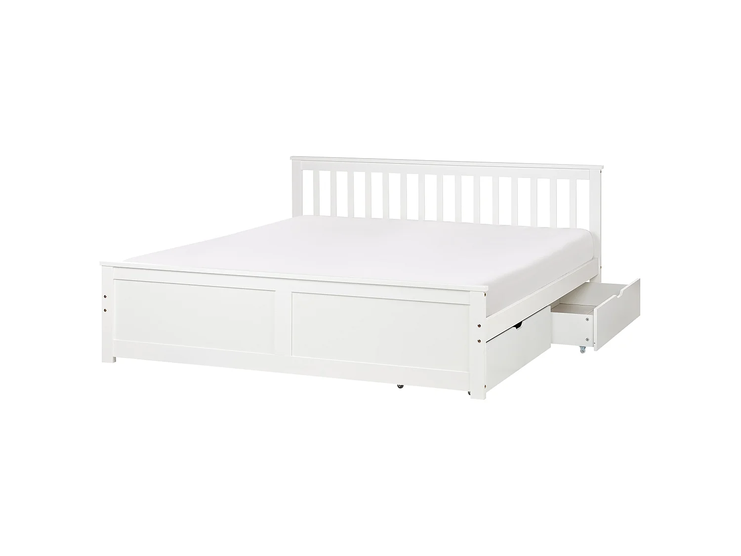 Bed with 2 Drawers OLENDON Pine Wood White 180 x 200 cm (EU Super King)