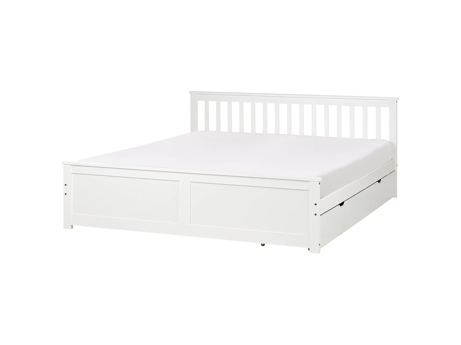 Bed with 2 Drawers OLENDON Pine Wood White 180 x 200 cm (EU Super King)