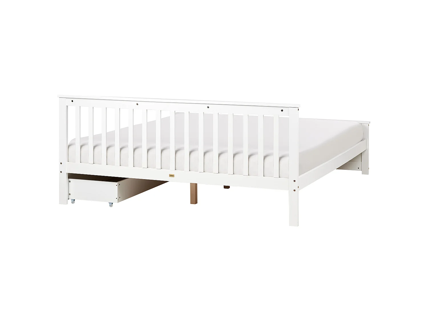 Bed with 2 Drawers OLENDON Pine Wood White 180 x 200 cm (EU Super King)