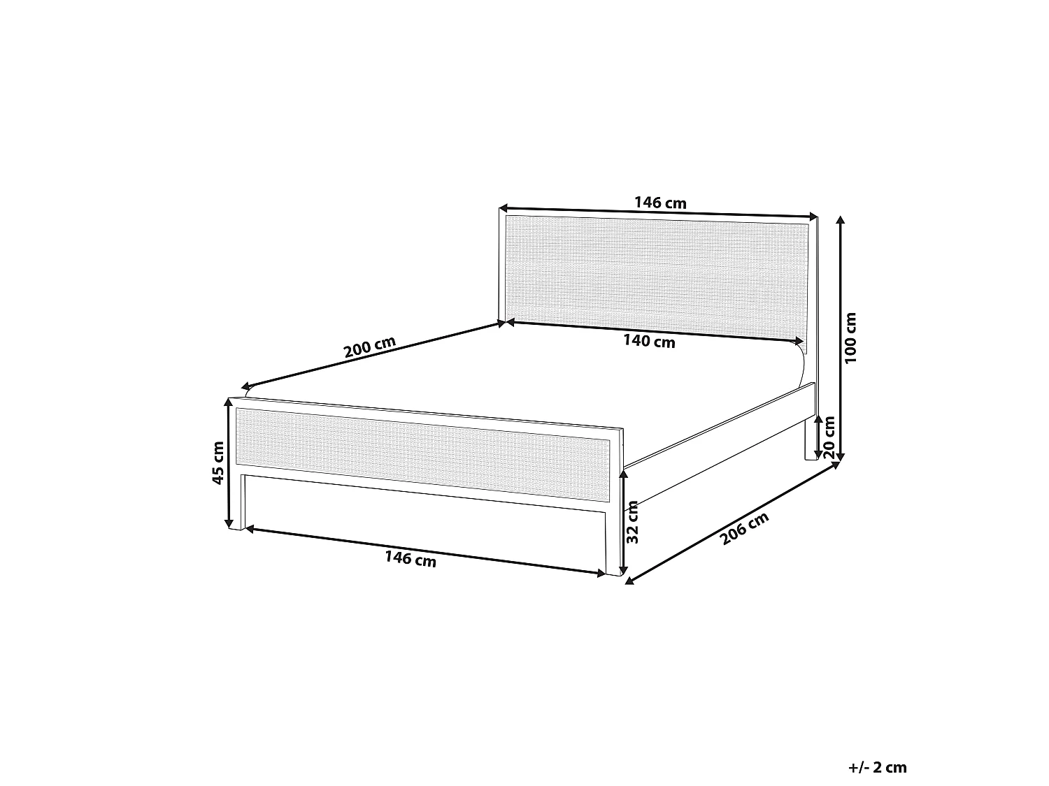 Letto Legno di pino SALERNAS 140 x 200 cm Nero