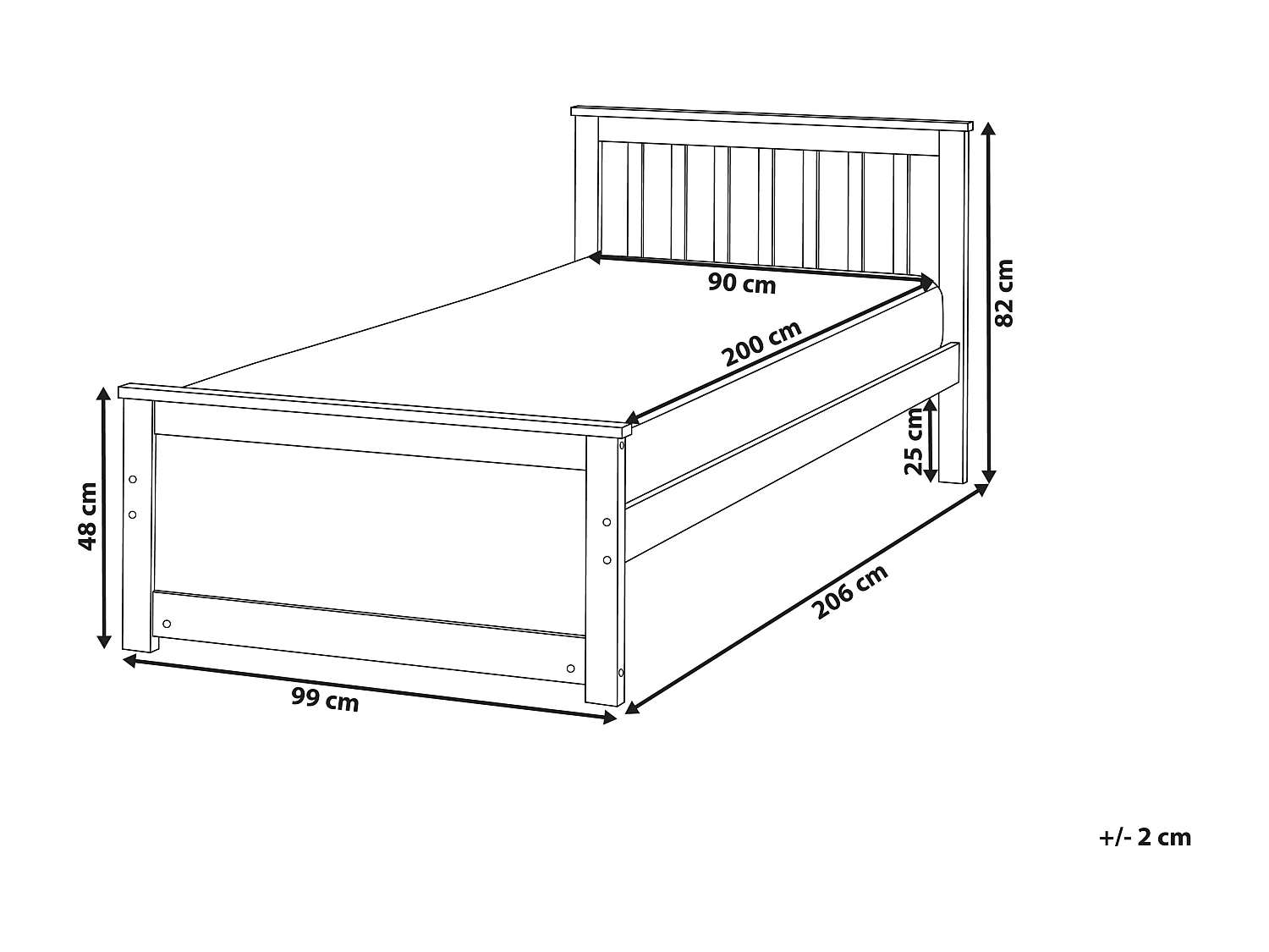 Letto legno bianco 90 x 200 cm OLENDON