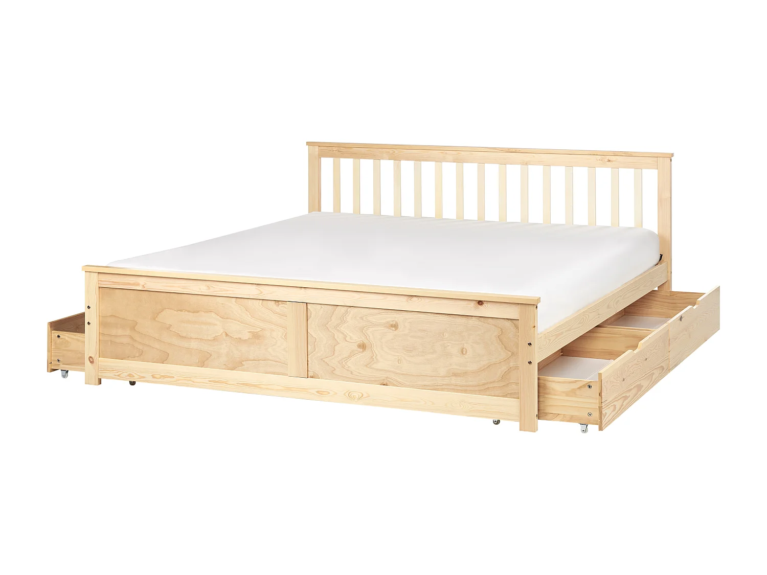 Lit avec tiroirs de rangement Bois de pin OLENDON 180 x 200 cm Marron clair