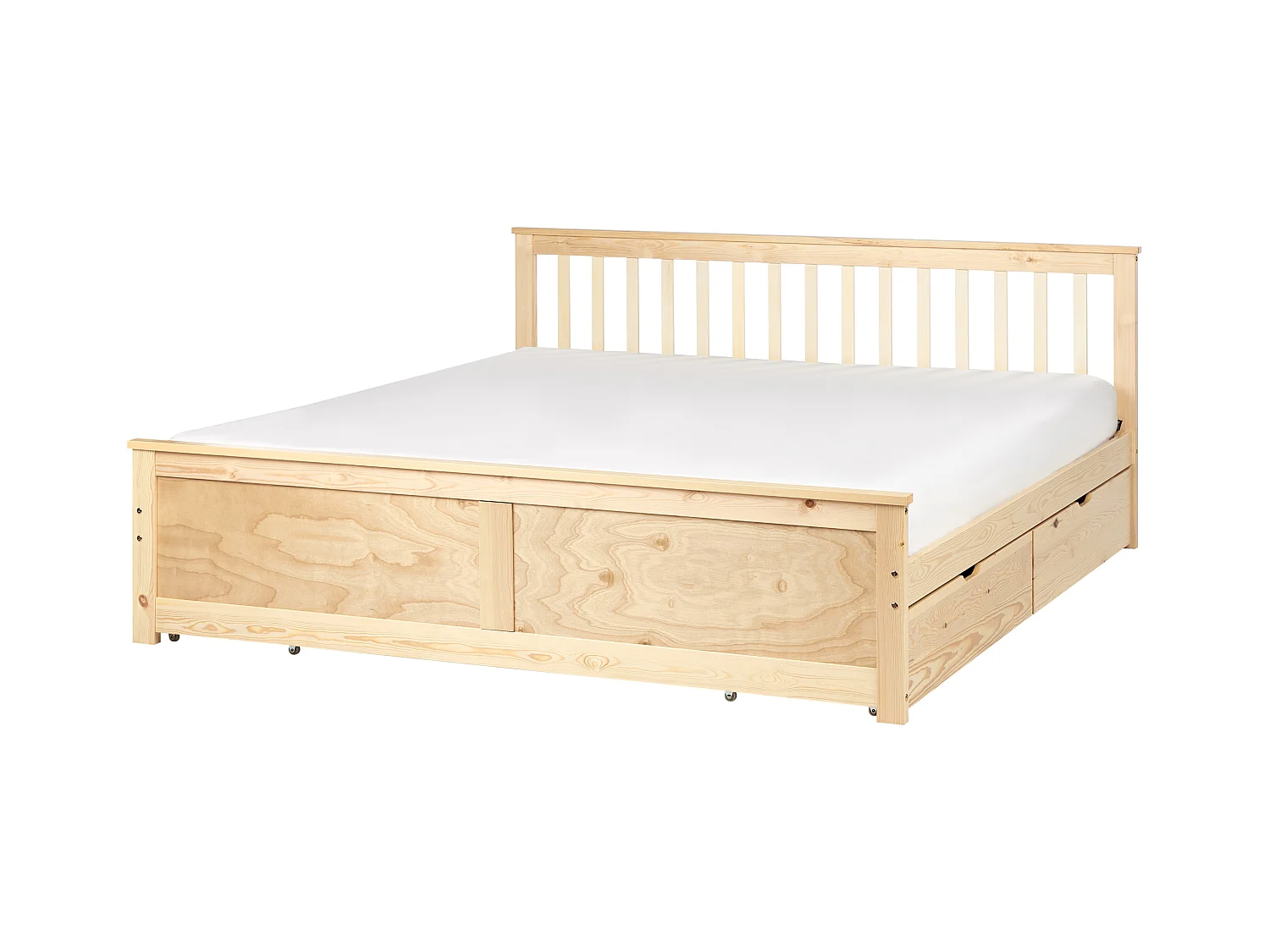 Lit avec tiroirs de rangement Bois de pin OLENDON 180 x 200 cm Marron clair