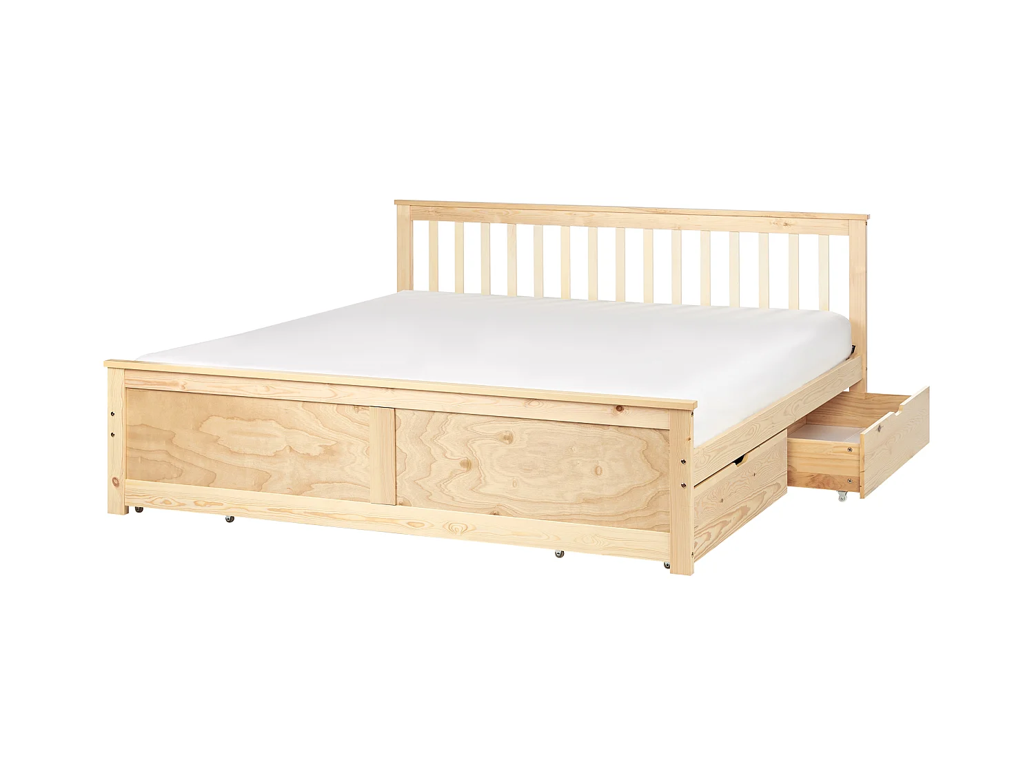 Lit avec tiroirs de rangement Bois de pin OLENDON 180 x 200 cm Marron clair