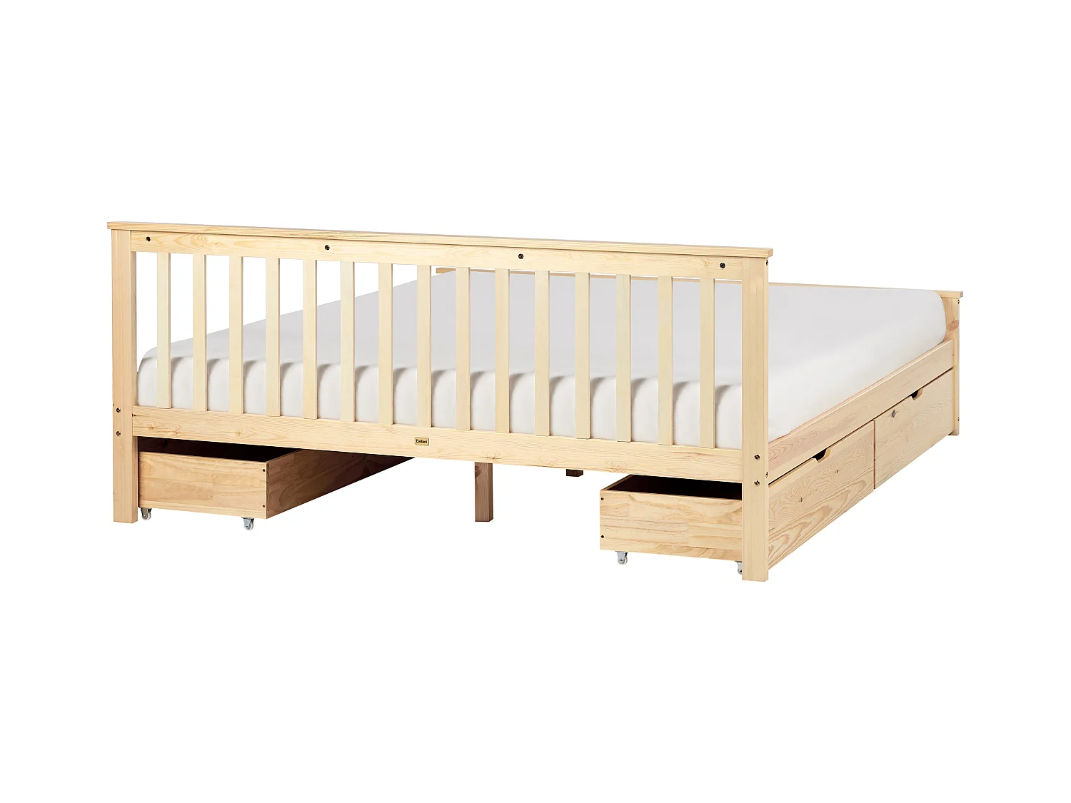 Lit avec tiroirs de rangement Bois de pin OLENDON 180 x 200 cm Marron clair