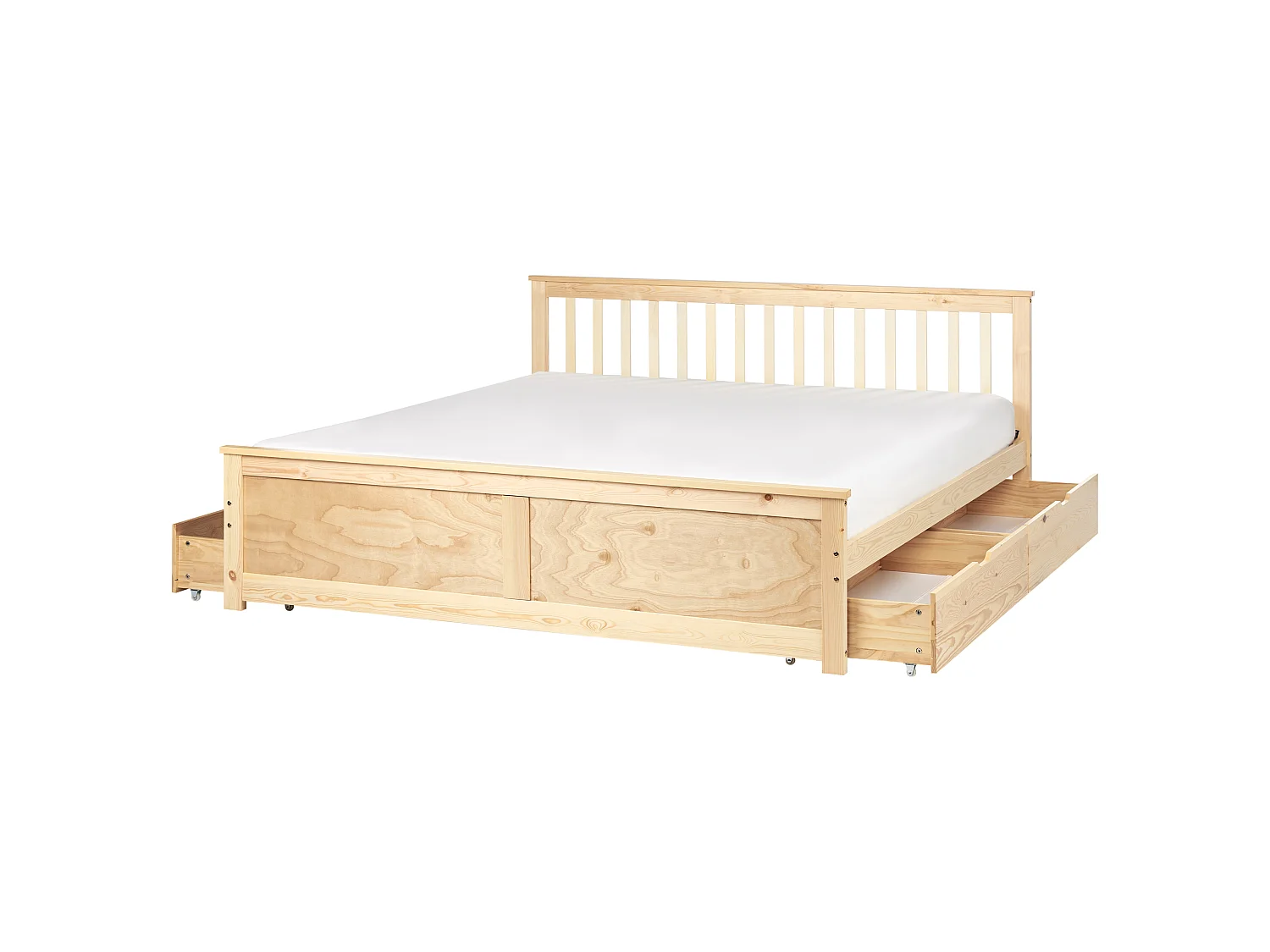 Bed with 4 Drawers OLENDON Pine Wood Light Brown 180 x 200 cm (EU Super King)