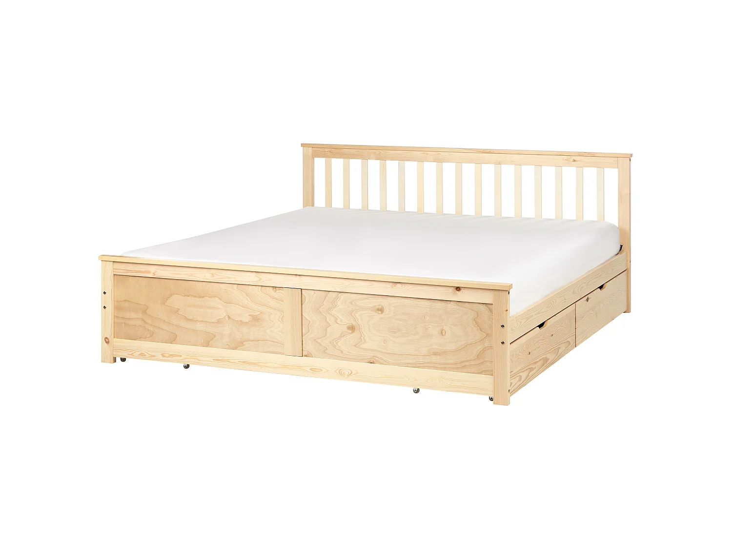 Bed with 4 Drawers OLENDON Pine Wood Light Brown 180 x 200 cm (EU Super King)