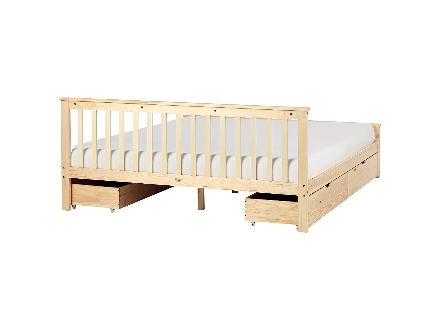 Bed with 4 Drawers OLENDON Pine Wood Light Brown 180 x 200 cm (EU Super King)