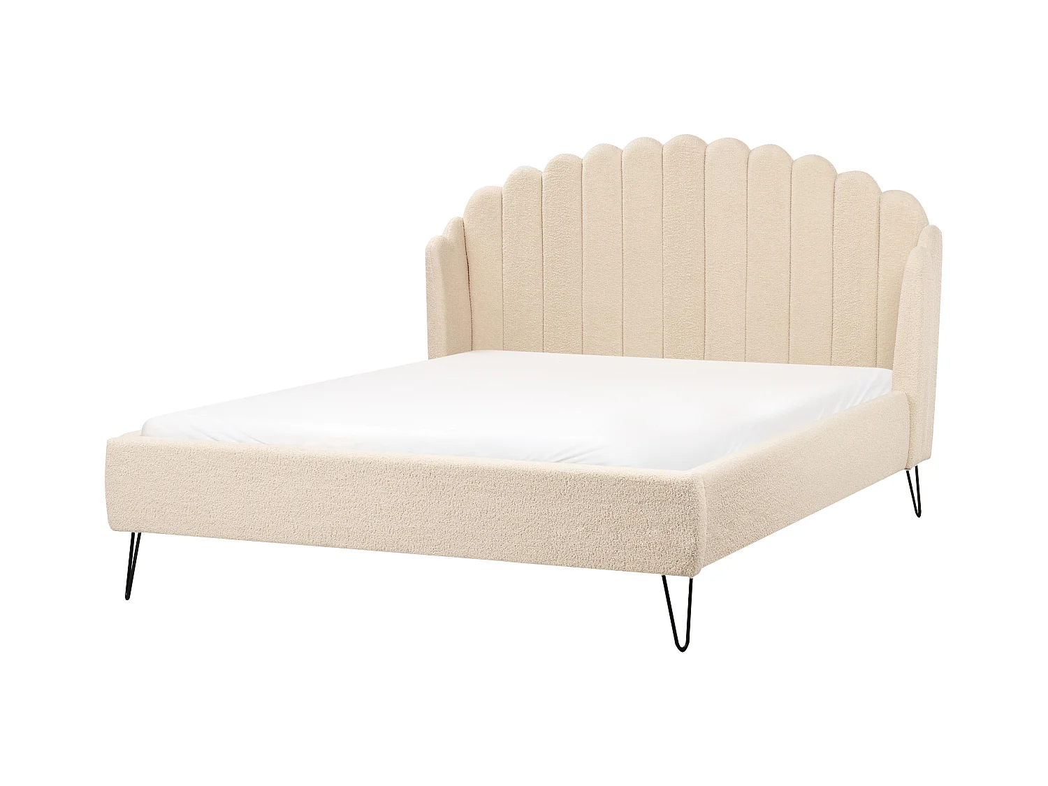 Lit avec sommier Bouclé AMBILLOU 140 x 200 cm Beige