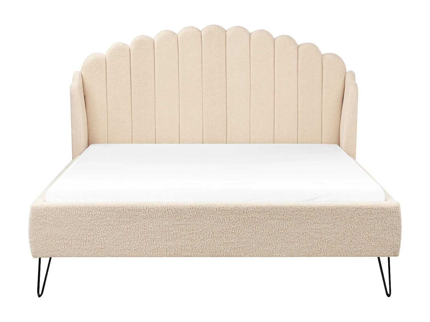 Bett mit Lattenrost Bouclé AMBILLOU 140 x 200 cm Beige