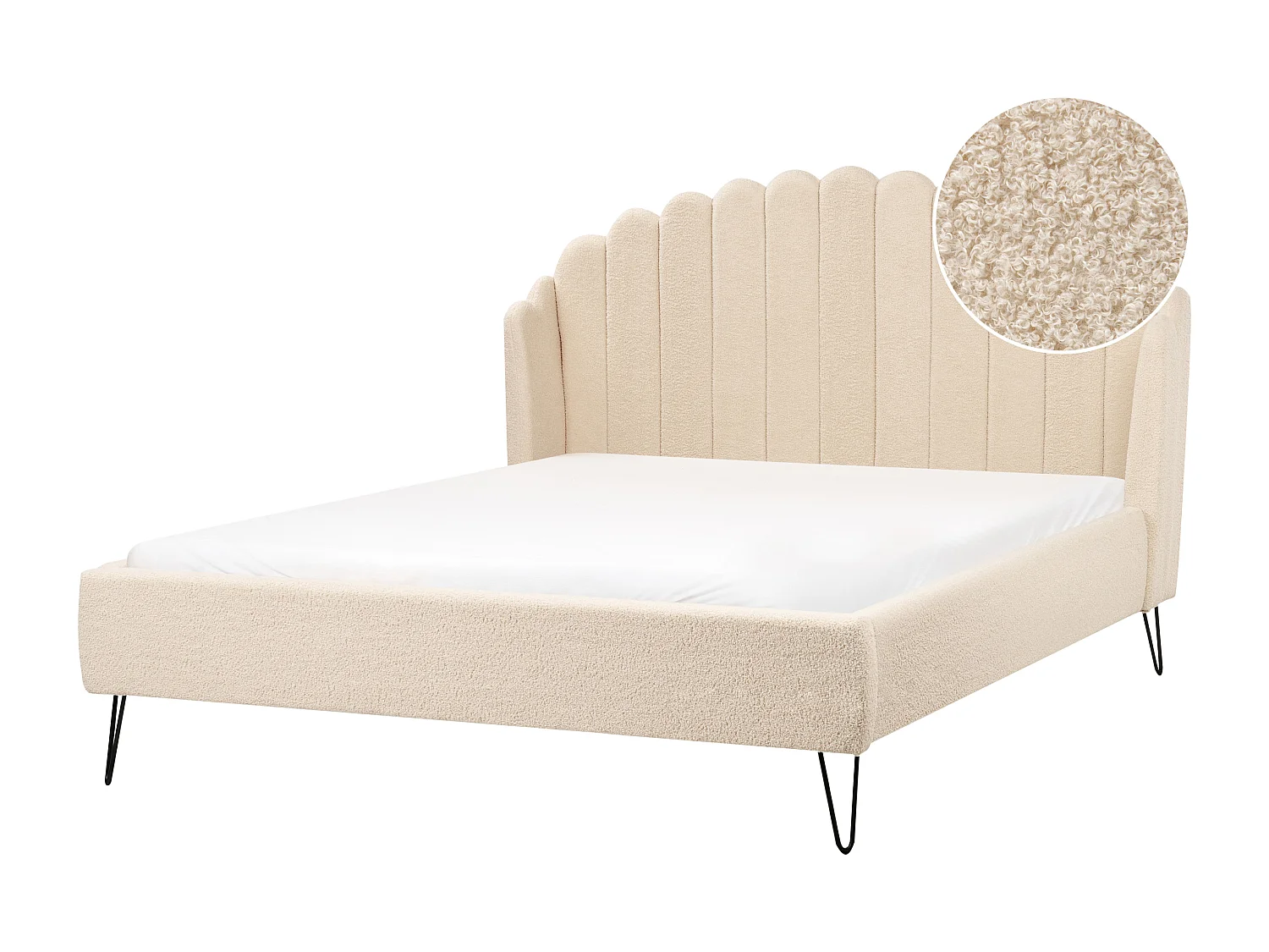 Bed Bouclé AMBILLOU 140 x 200 cm Beige