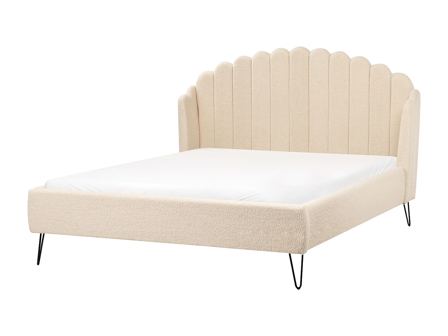 Bed Bouclé AMBILLOU 140 x 200 cm Beige