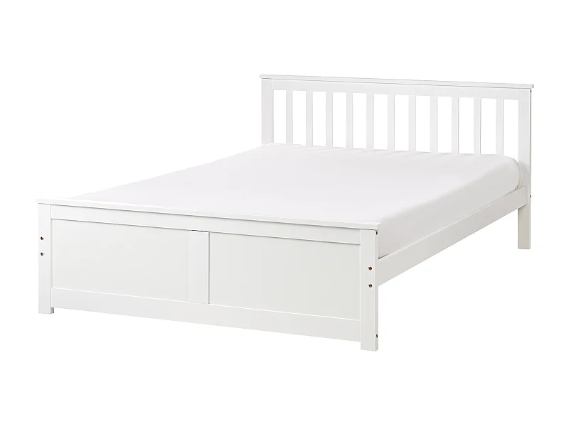 Lit avec sommier Bois de pin OLENDON 140 x 200 cm Blanc