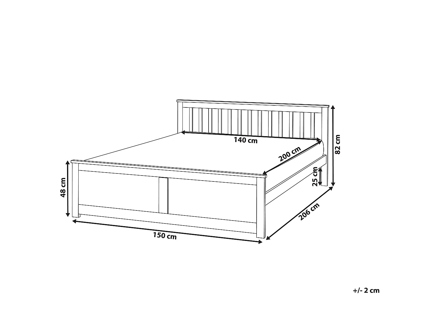 Bed Pine Wood OLENDON 140 x 200 cm (EU Double) White