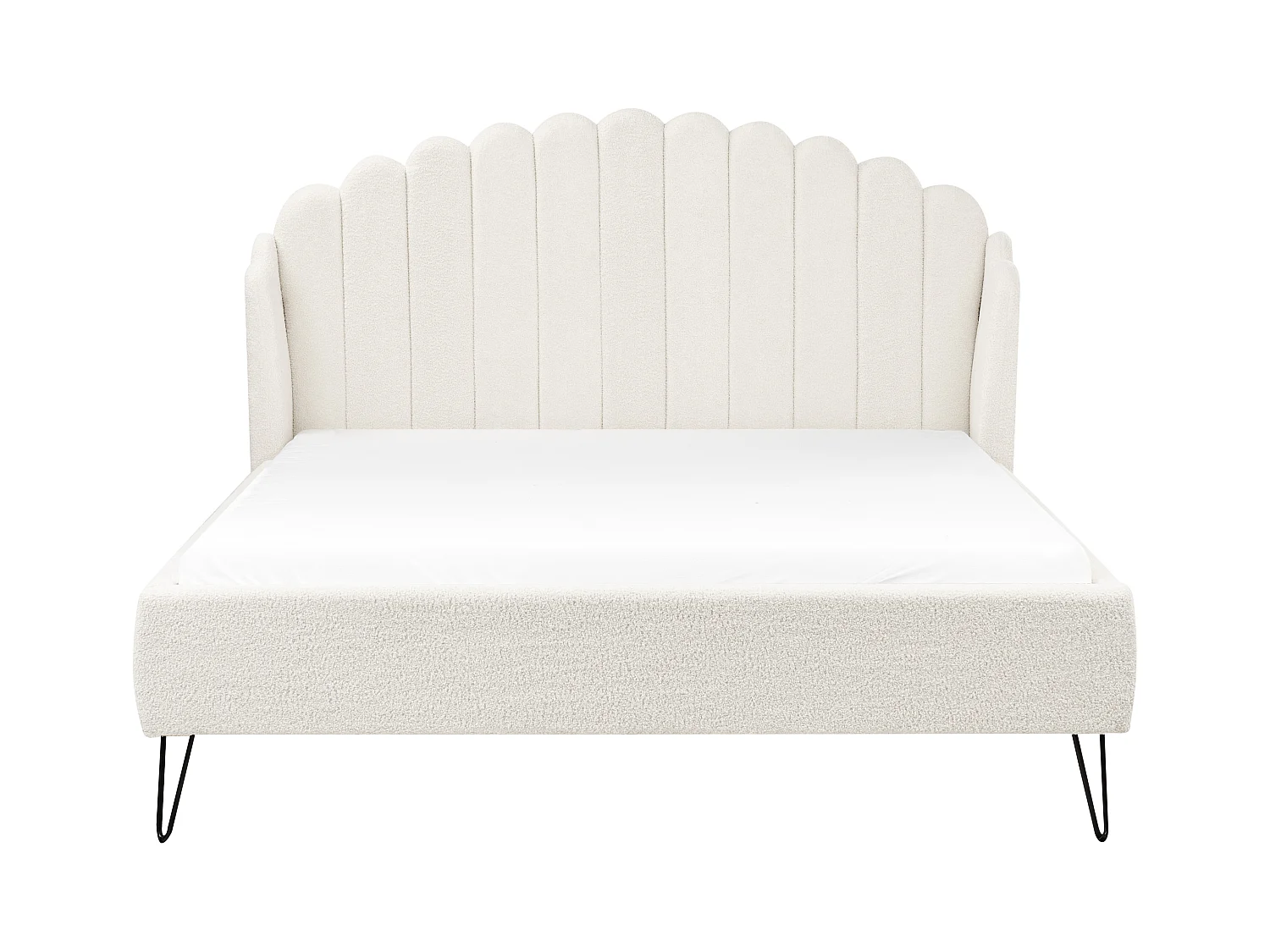 Lit avec sommier Bouclé AMBILLOU 160 x 200 cm Blanc cassé