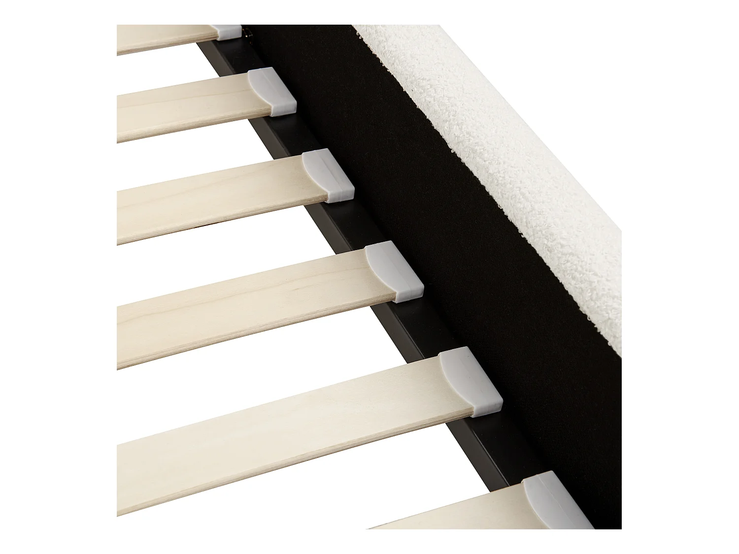 Lit avec sommier Bouclé AMBILLOU 160 x 200 cm Blanc cassé