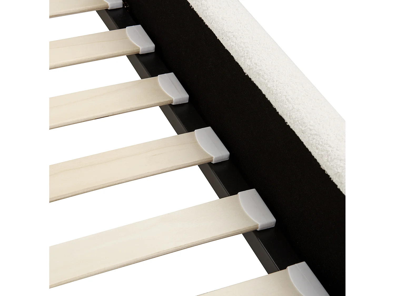 Lit avec sommier Bouclé AMBILLOU 160 x 200 cm Blanc cassé