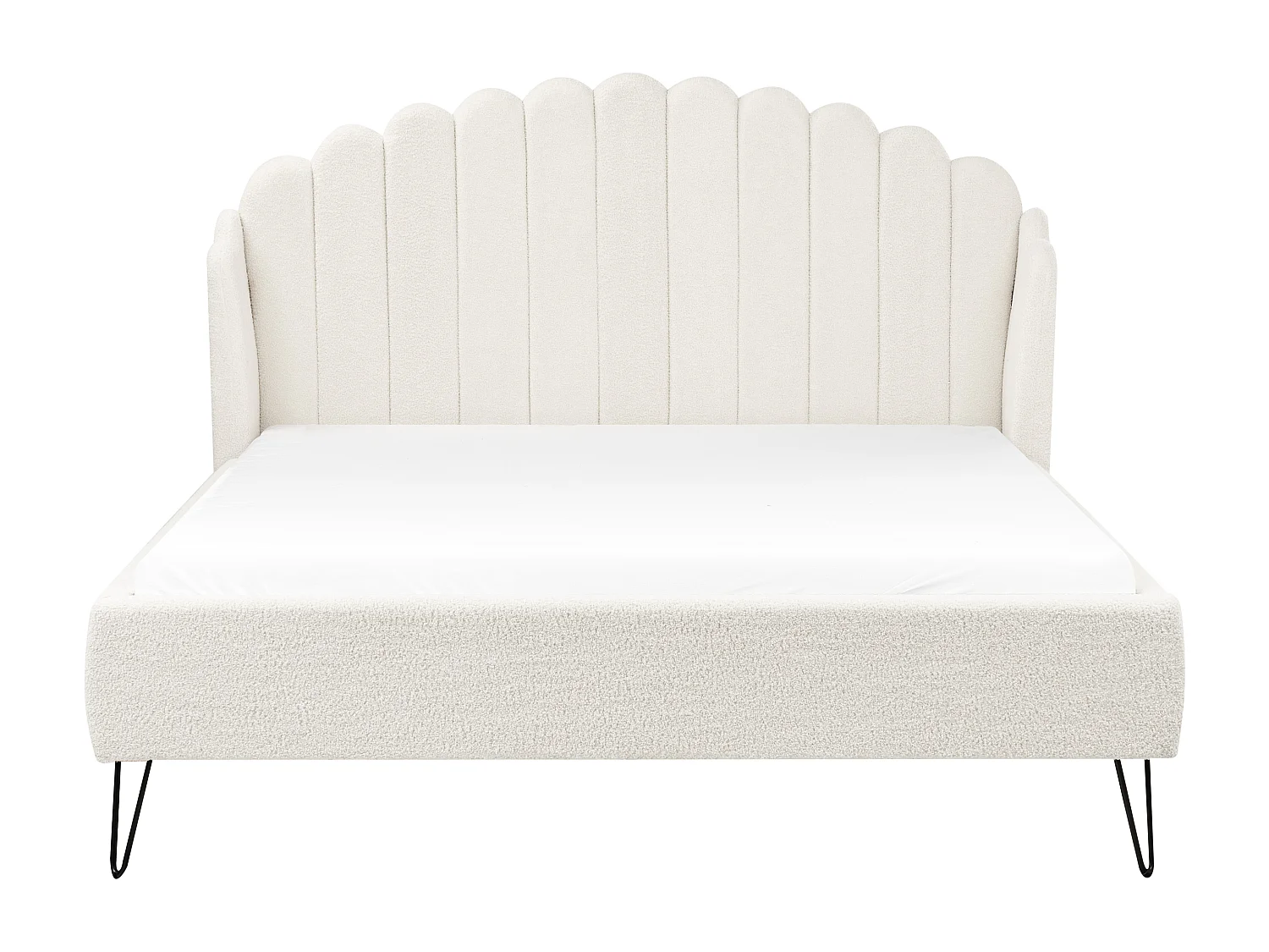 Bett mit Lattenrost Bouclé AMBILLOU 160 x 200 cm Cremeweiss