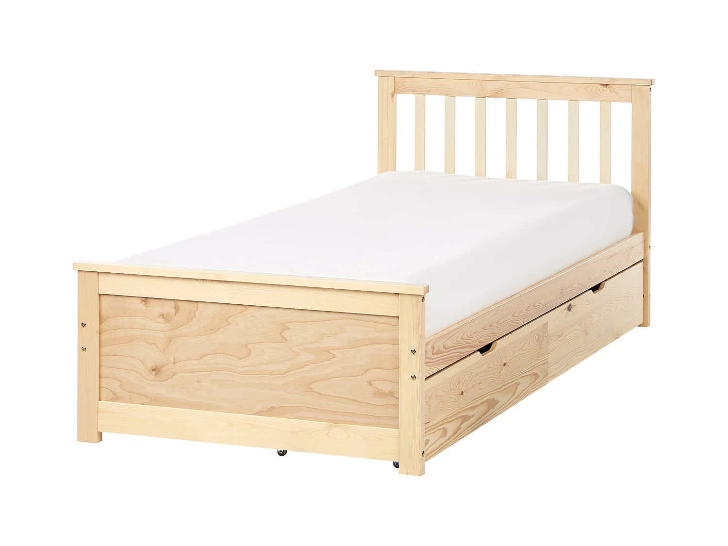 Lit avec tiroirs de rangement Bois de pin OLENDON 90 x 200 cm Marron clair