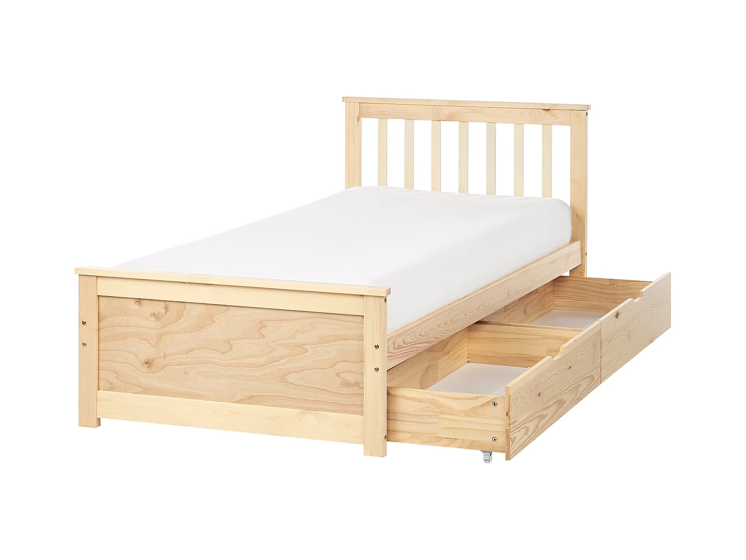 Lit avec tiroirs de rangement Bois de pin OLENDON 90 x 200 cm Marron clair