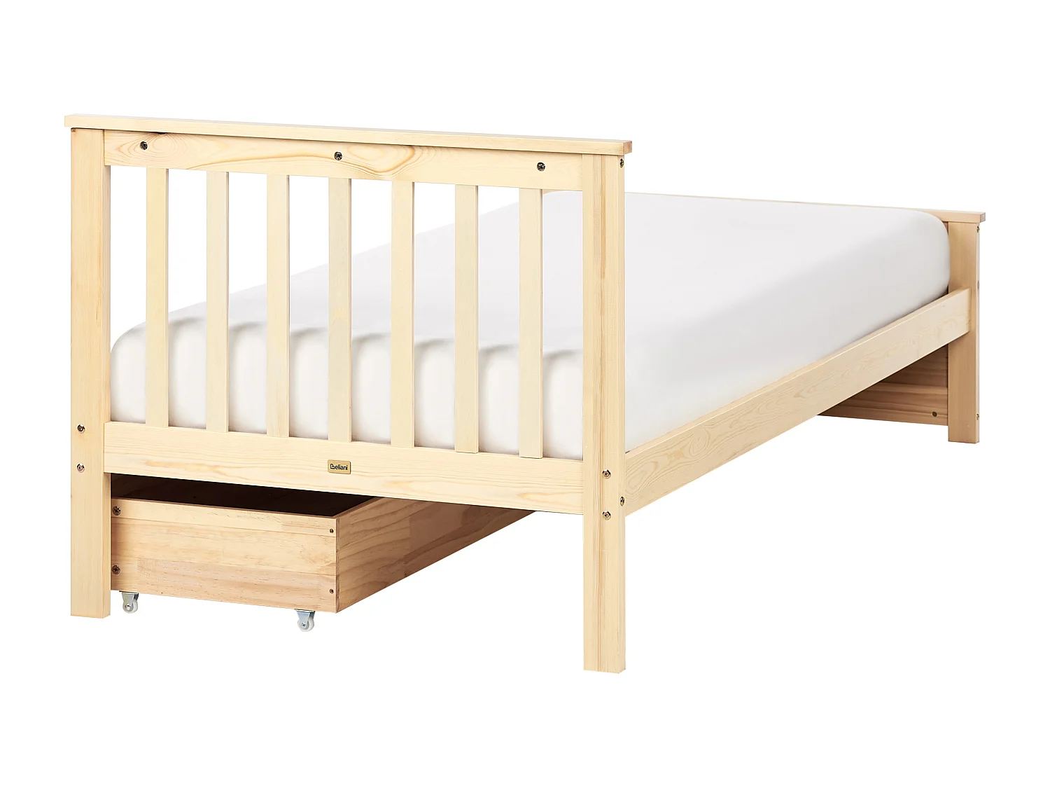 Lit avec tiroirs de rangement Bois de pin OLENDON 90 x 200 cm Marron clair