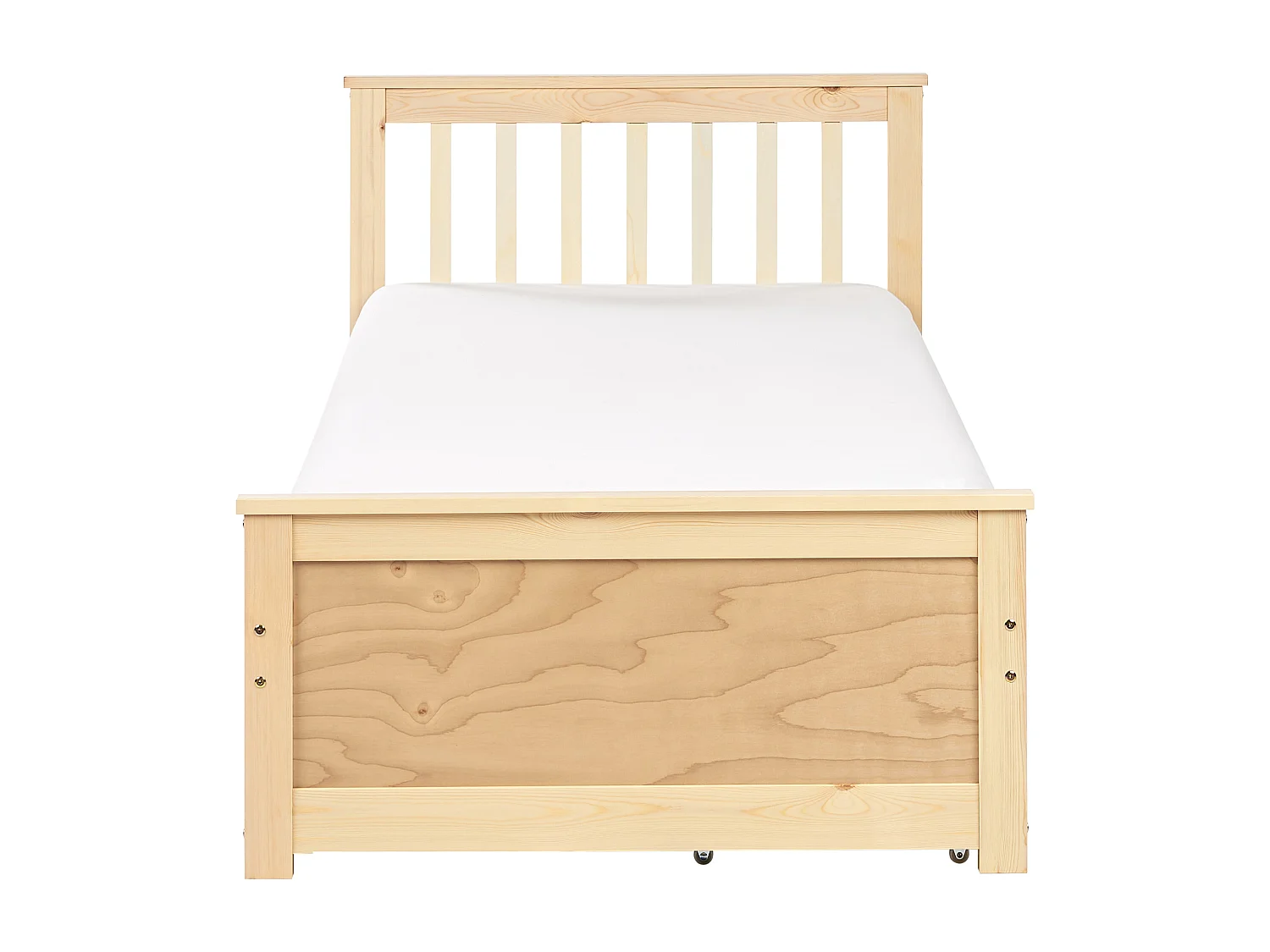 Bettrahmen Holz hellbraun mit Lattenrost 90x200 cm 2 Schubladen Skandi Olendon