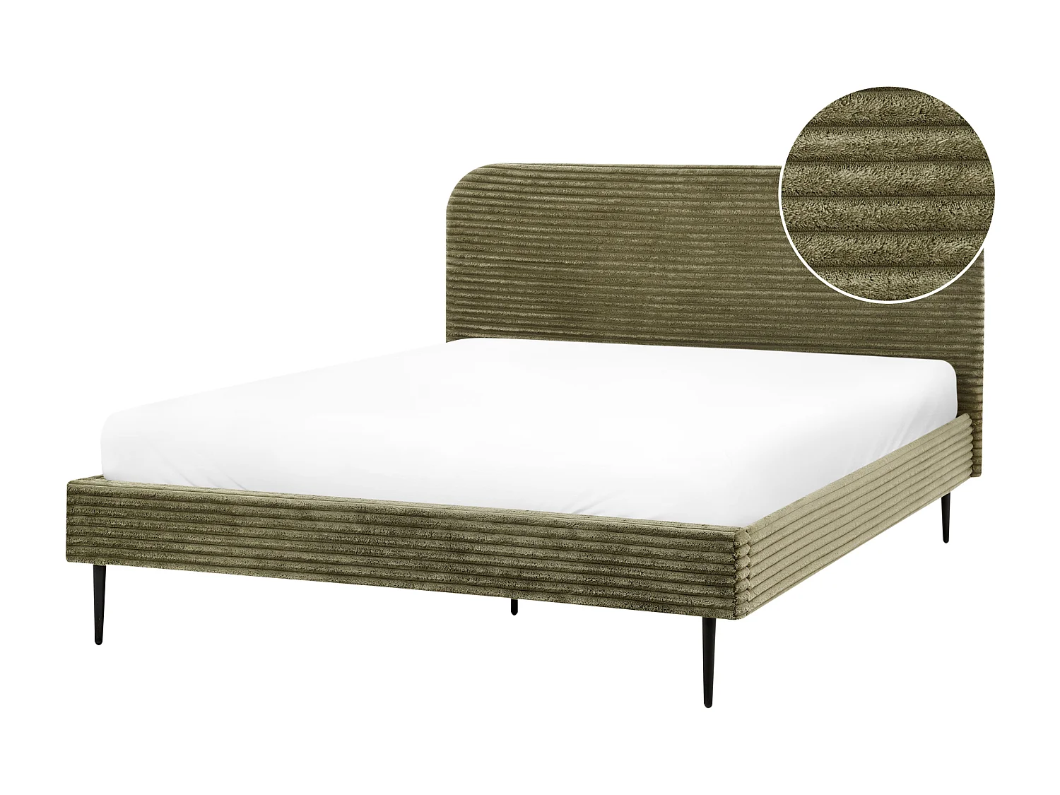Lit avec sommier Velours côtelé FLAYAT 160 x 200 cm Vert