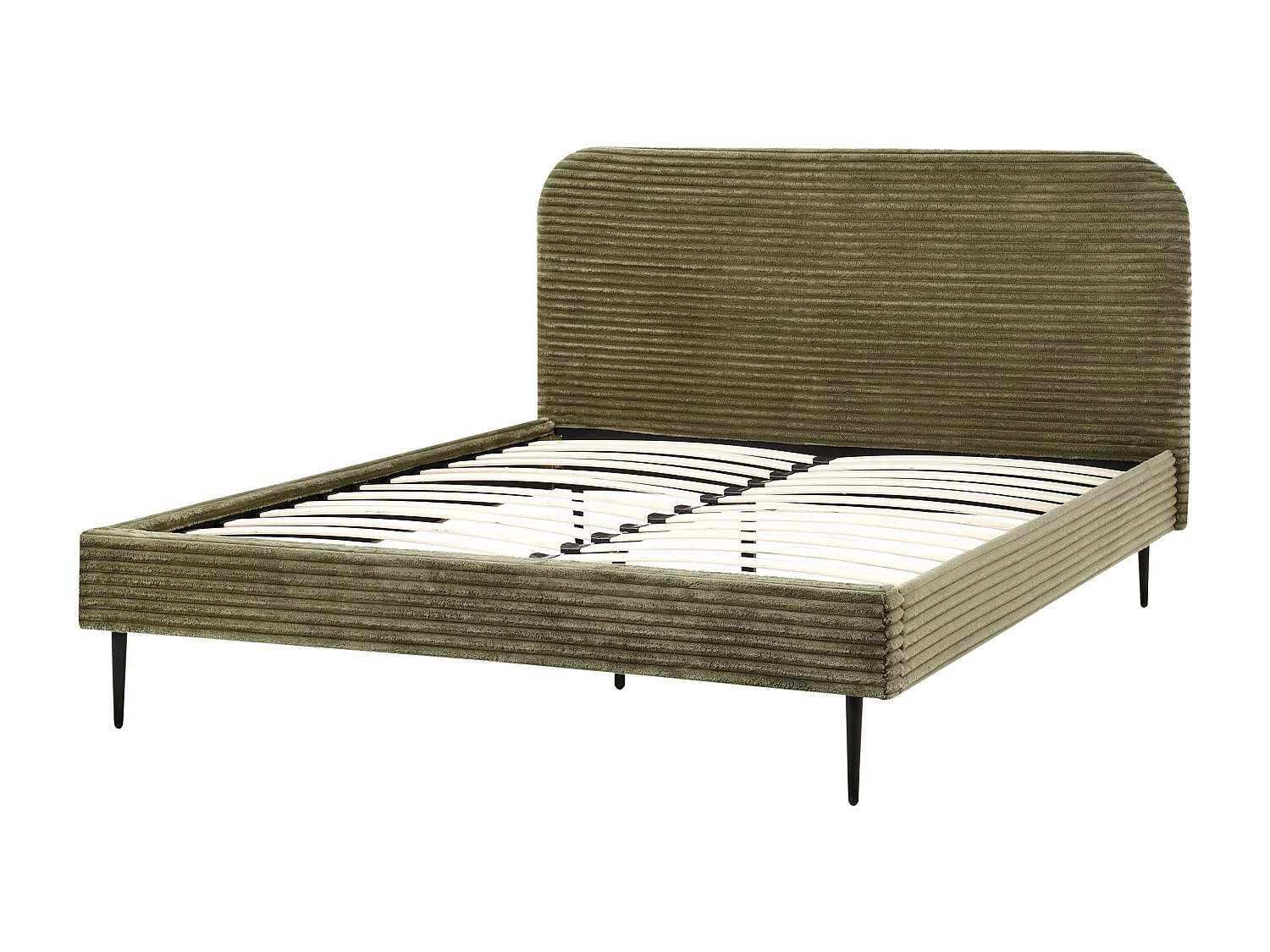 Lit avec sommier Velours côtelé FLAYAT 160 x 200 cm Vert