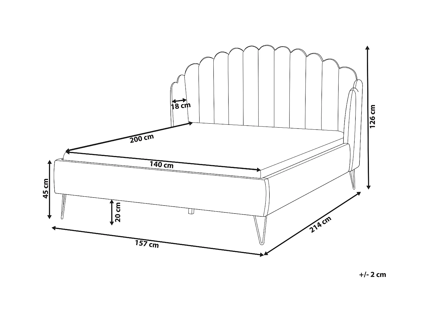 Lit avec sommier Bouclé AMBILLOU 140 x 200 cm Blanc cassé
