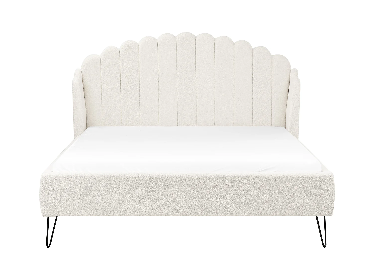 Lit avec sommier Bouclé AMBILLOU 140 x 200 cm Blanc cassé