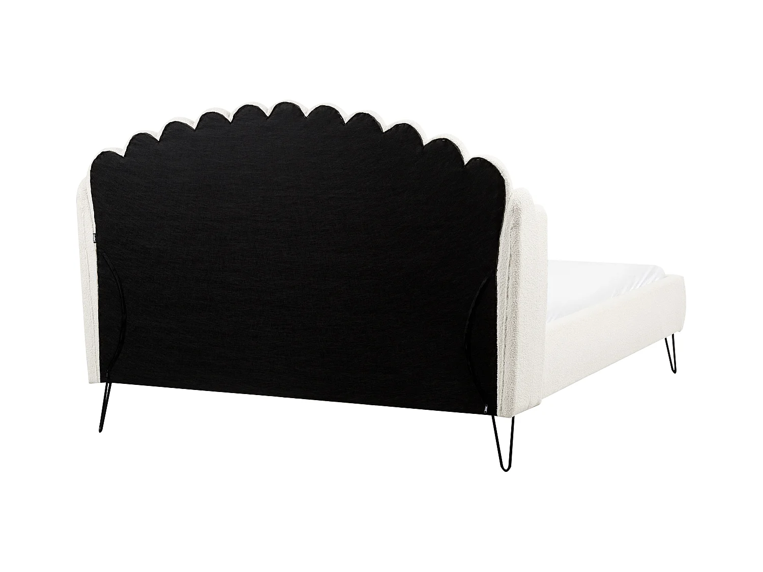 Lit avec sommier Bouclé AMBILLOU 140 x 200 cm Blanc cassé