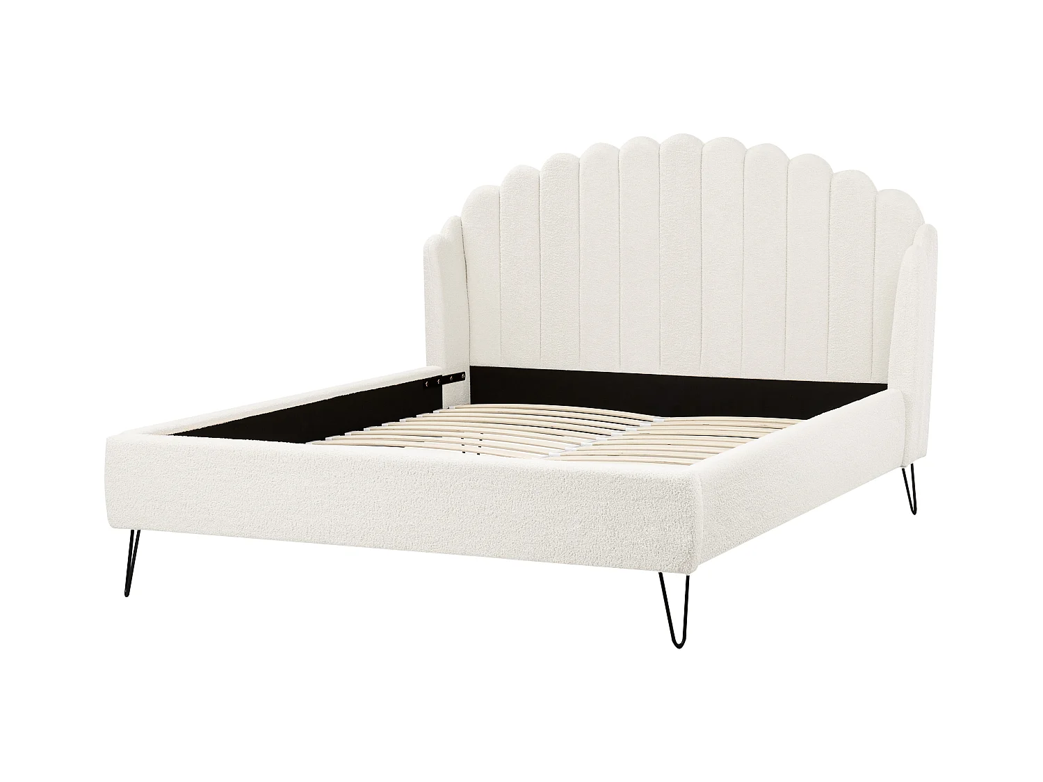 Lit avec sommier Bouclé AMBILLOU 140 x 200 cm Blanc cassé