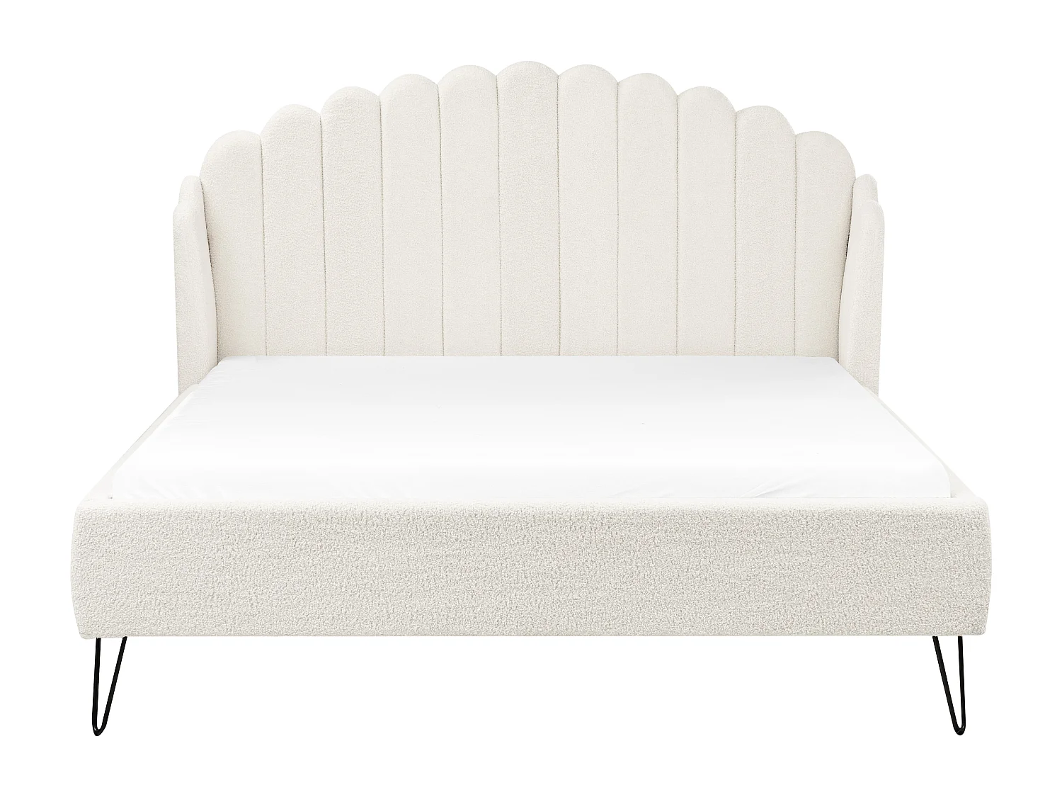 Letto Bouclé AMBILLOU 140 x 200 cm Bianco sporco