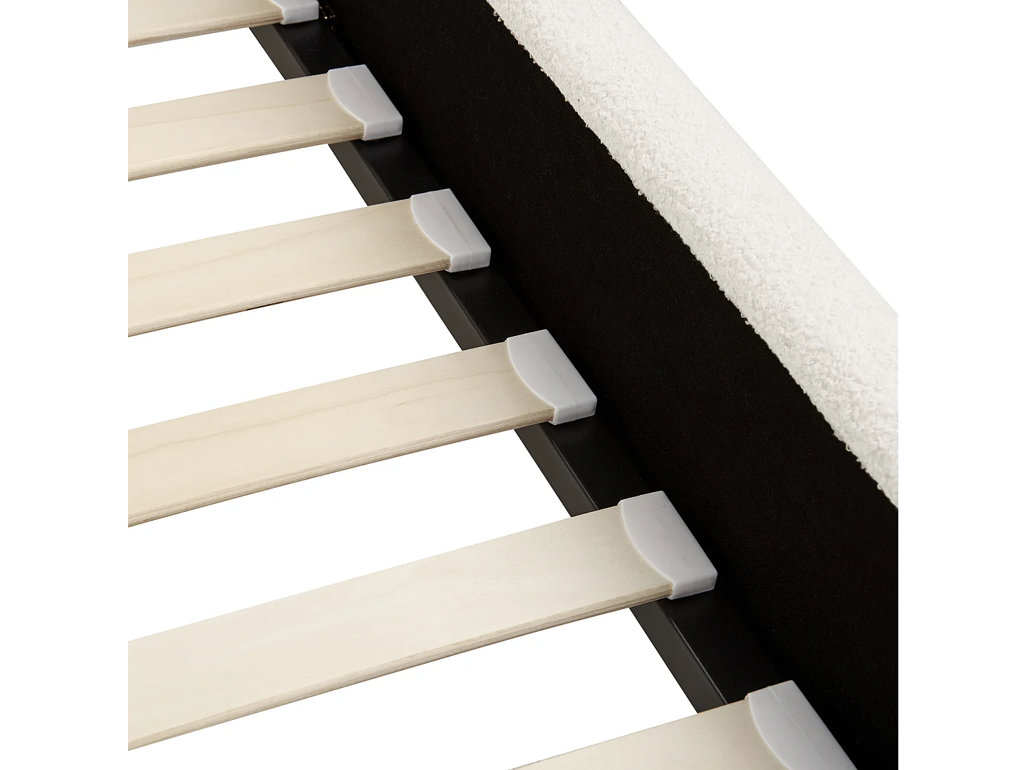 Letto Bouclé AMBILLOU 140 x 200 cm Bianco sporco