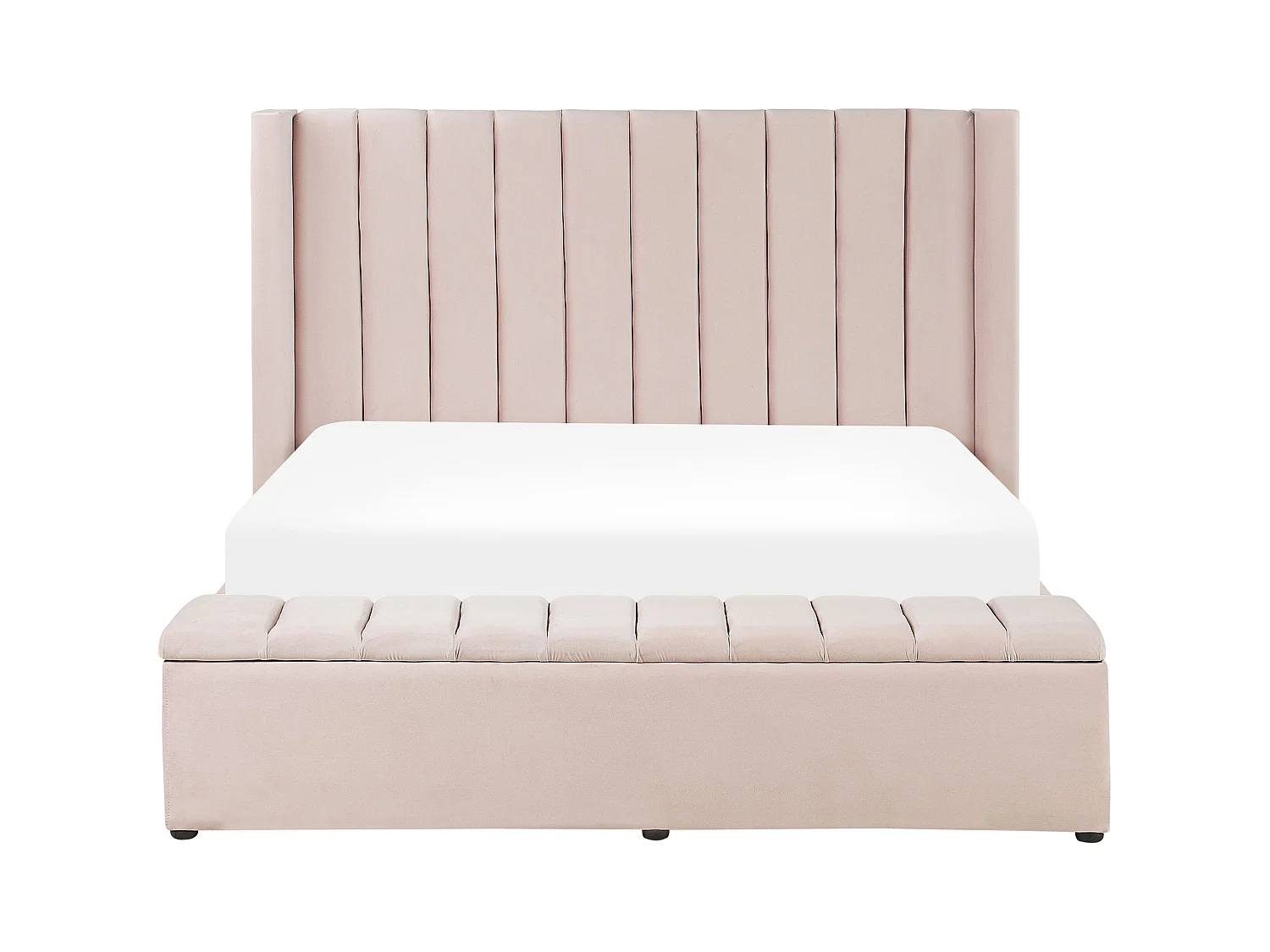 Lit à eau avec banquette de rangement Velours NOYERS 160 x 200 cm Rose pastel