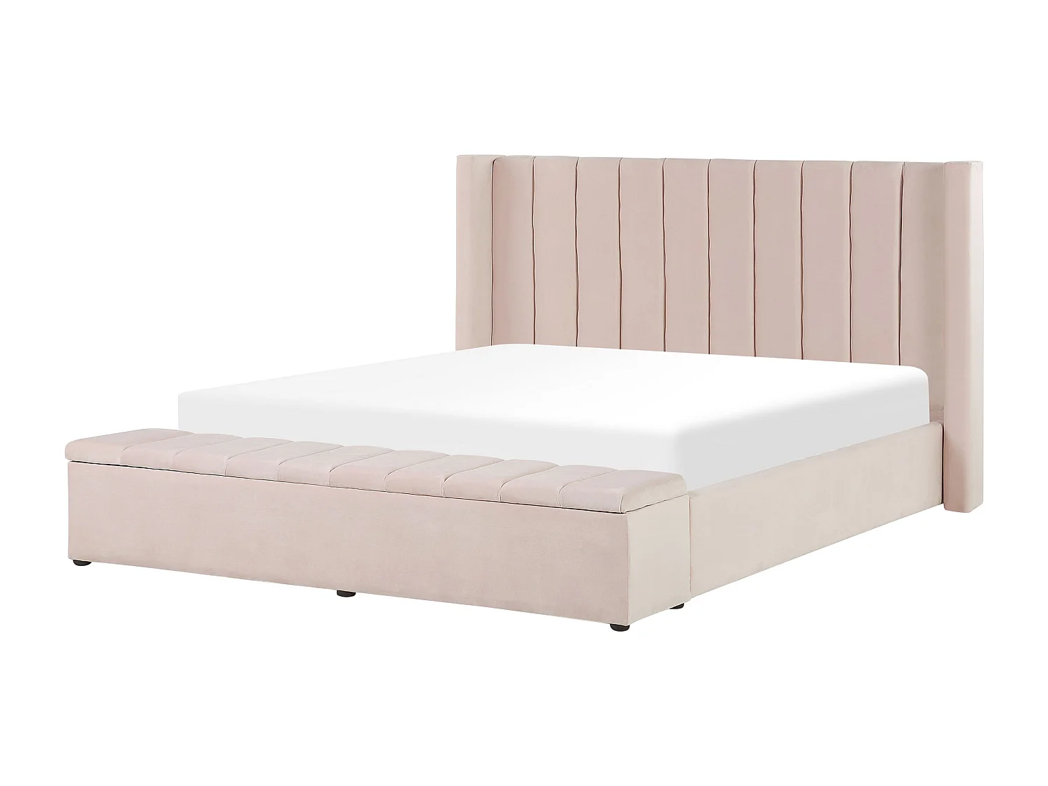 Letto ad acqua con panca contenitore Velluto NOYERS 160 x 200 cm Rosa pastello