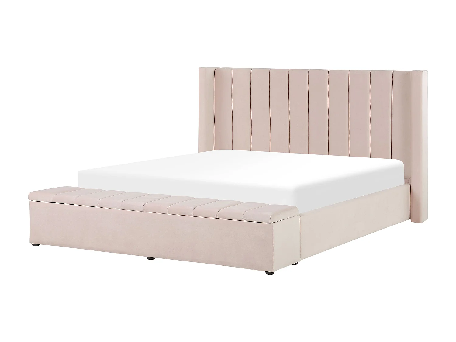 Letto ad acqua con panca contenitore Velluto NOYERS 160 x 200 cm Rosa pastello