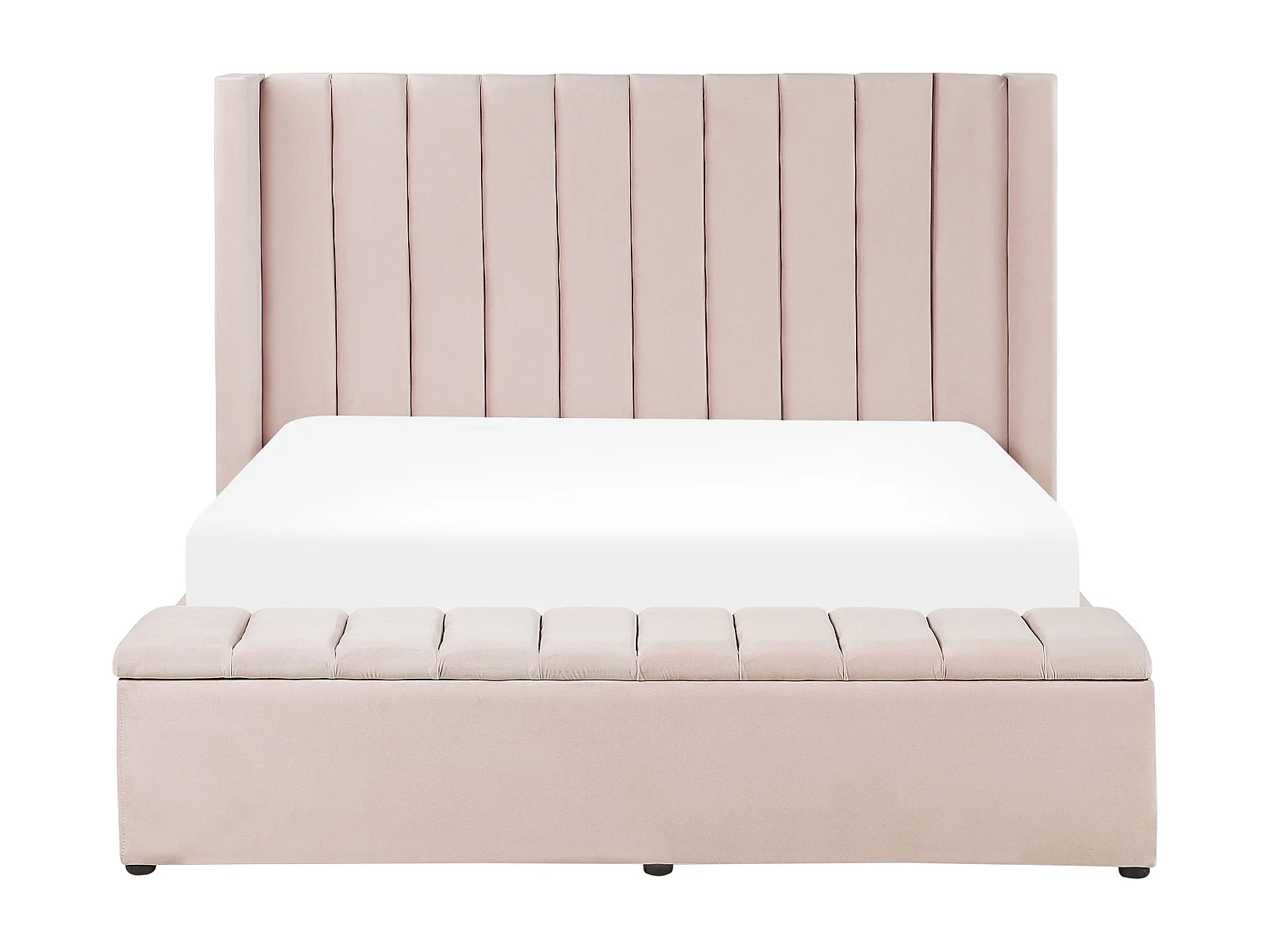 Letto ad acqua con panca contenitore Velluto NOYERS 160 x 200 cm Rosa pastello
