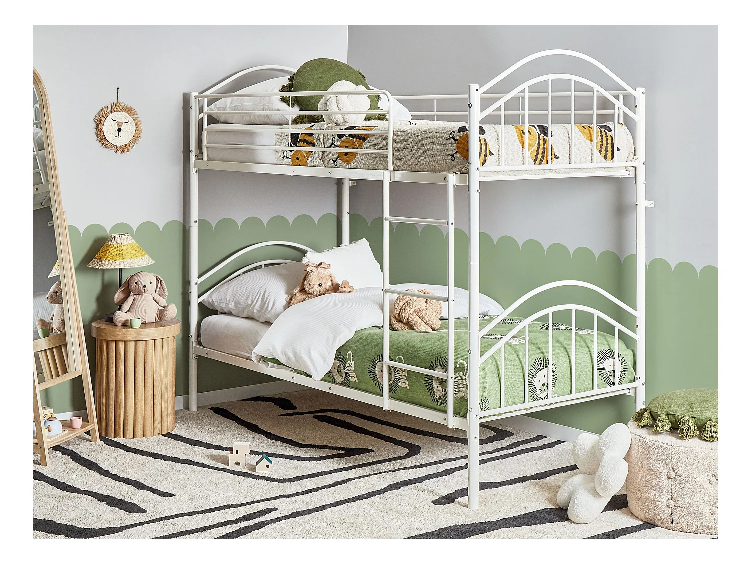 Lit superposé Métal CHARTRES 90 x 200 cm Blanc