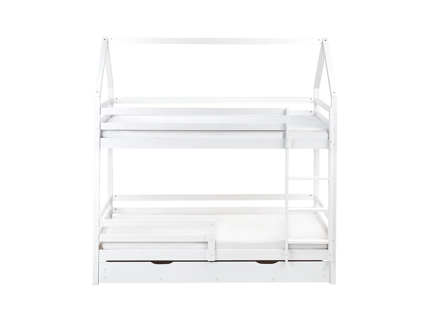 Letto a castello con cassetti casa Legno di pino GIRGOLS 90 x 200 cm con contenitore Bianco