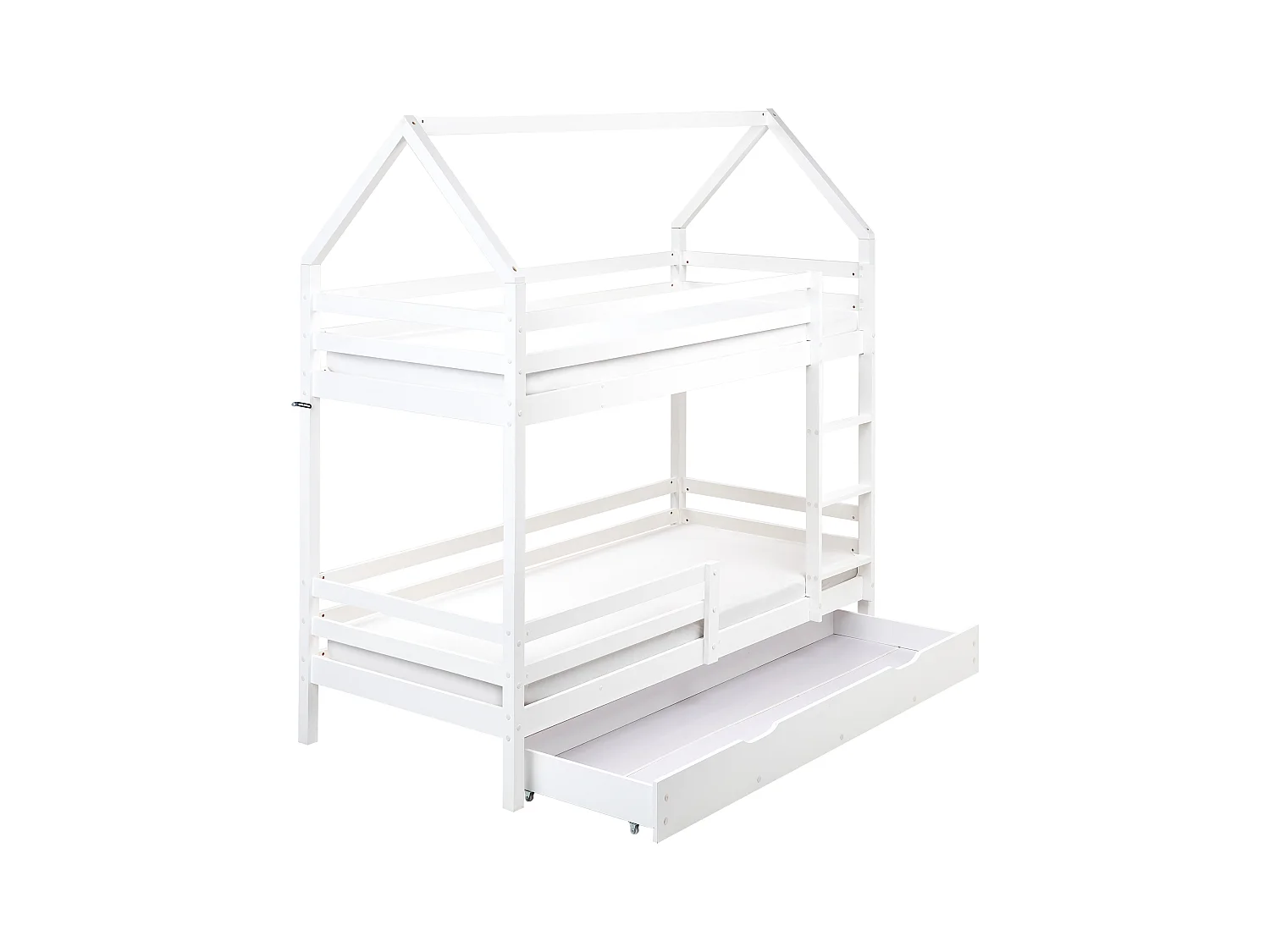 Letto a castello con cassetti casa Legno di pino GIRGOLS 90 x 200 cm con contenitore Bianco