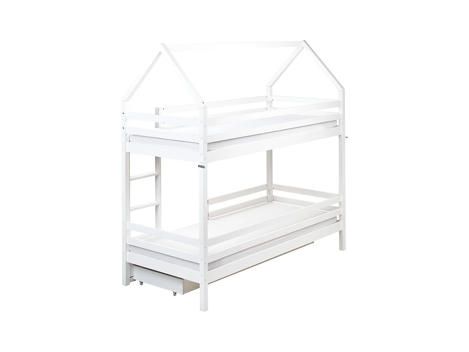 Letto a castello con cassetti casa Legno di pino GIRGOLS 90 x 200 cm con contenitore Bianco