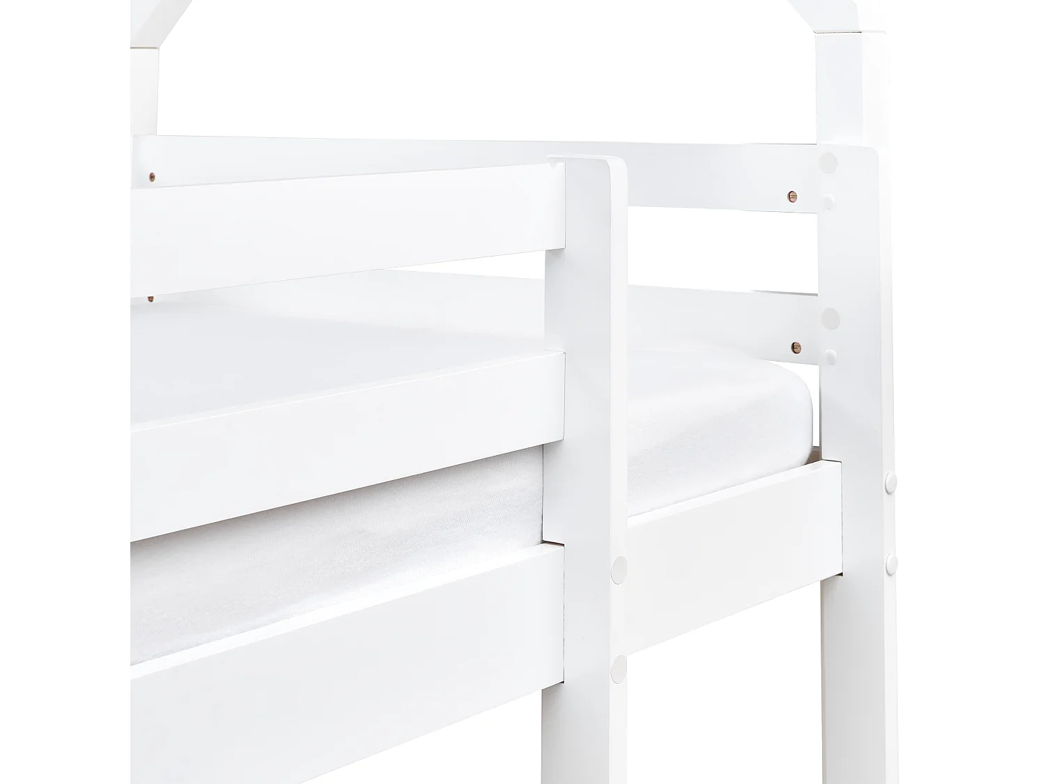 Hochbett mit Schubladen Haus Kiefernholz GIRGOLS 90 x 200 cm mit Stauraum Weiss