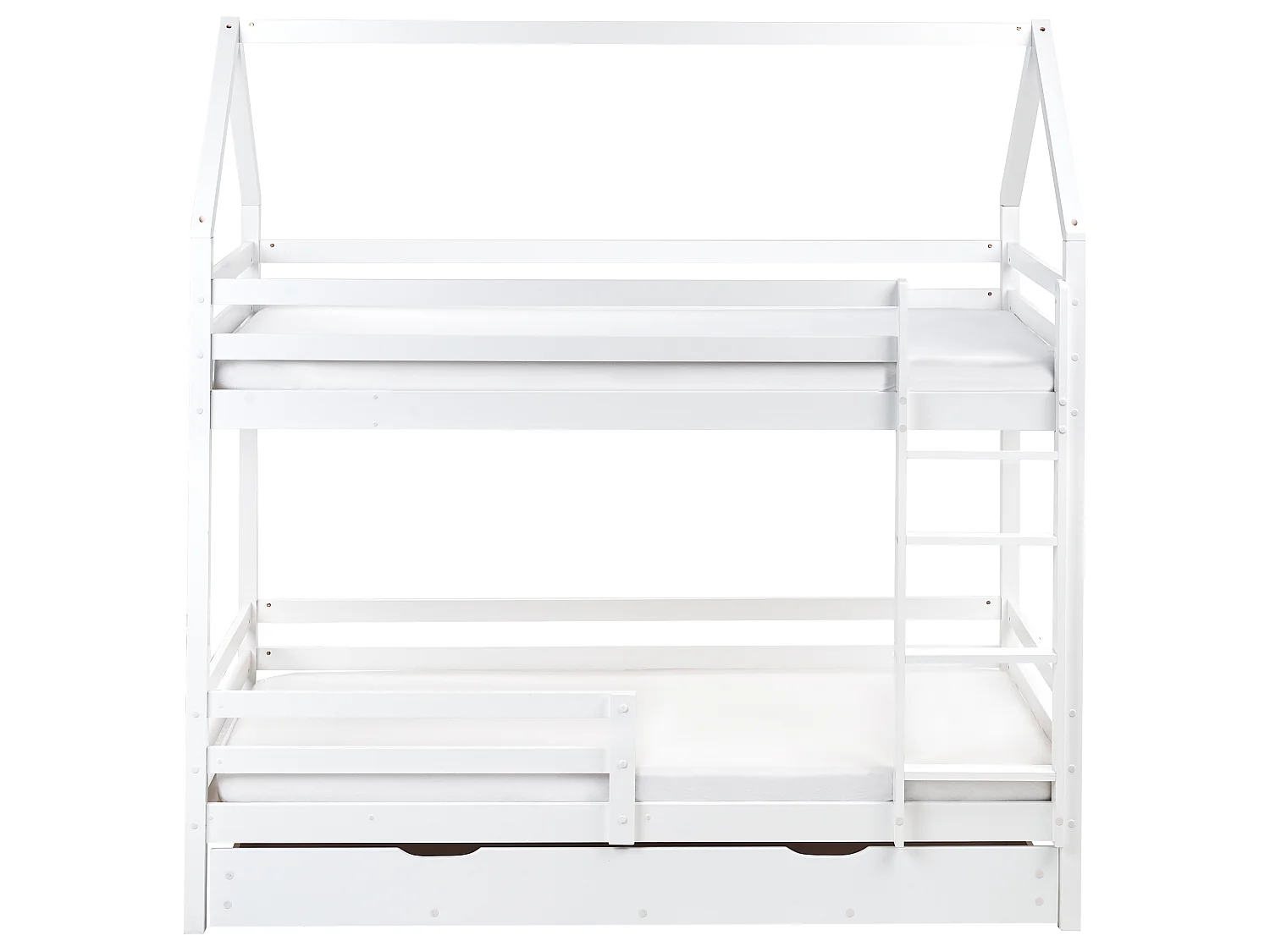 Lit superposé Maison Bois de pin GIRGOLS 90 x 200 cm avec rangement Blanc