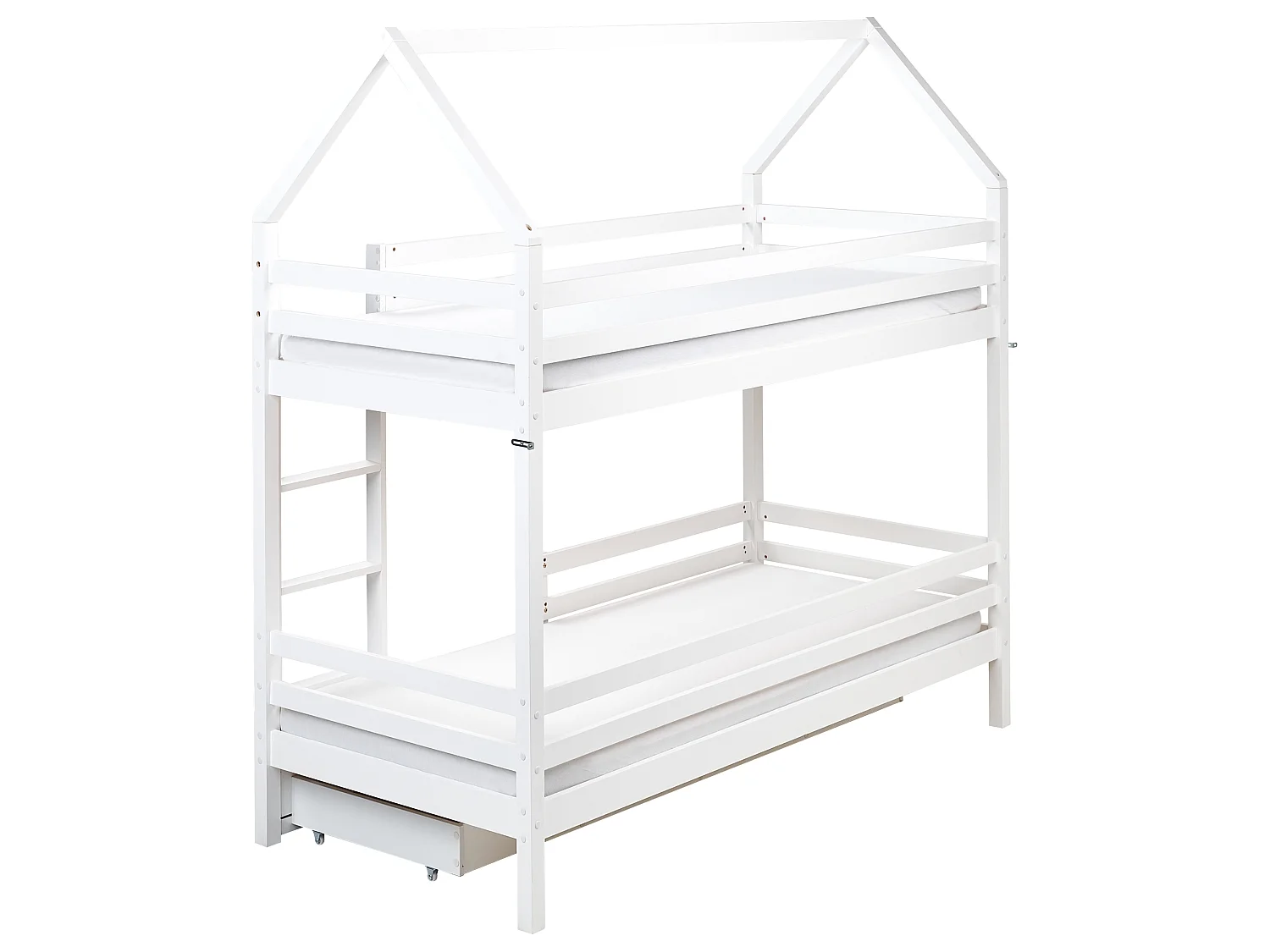 Letto a castello con cassetti casa Legno di pino GIRGOLS 90 x 200 cm con contenitore Bianco