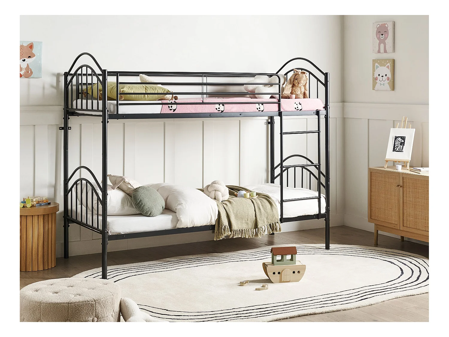 Lit superposé Métal CHARTRES 90 x 200 cm Noir