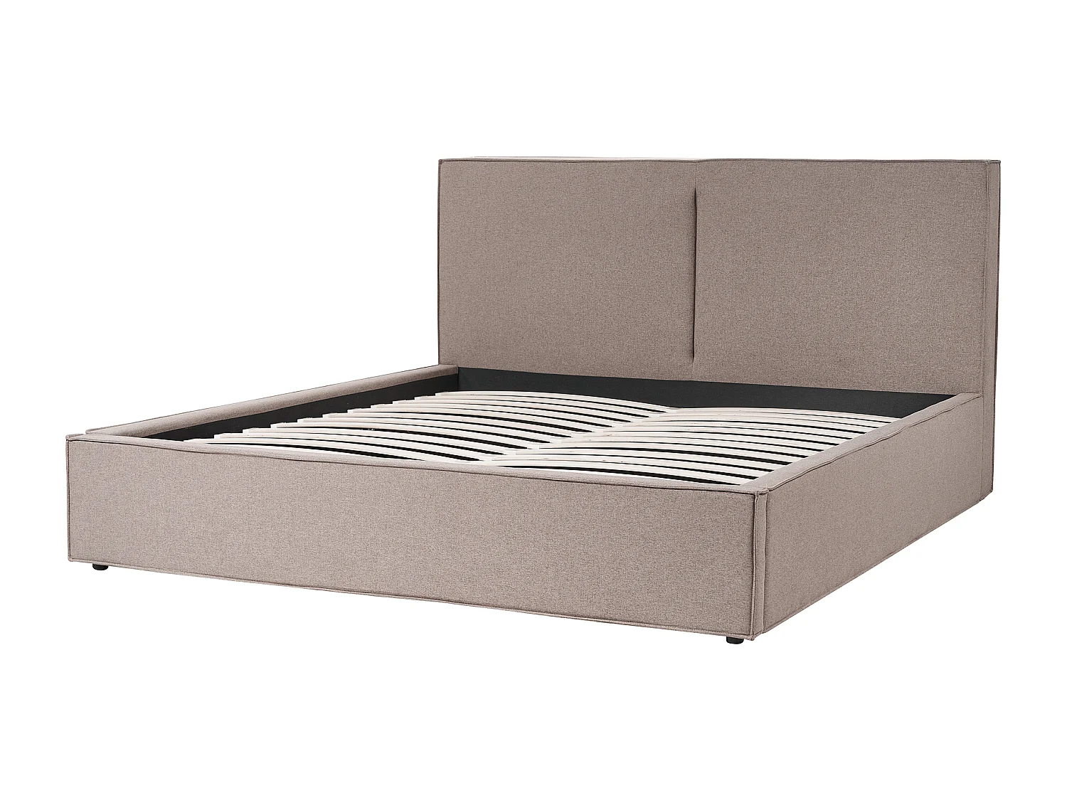 Polsterbett beige taupe hohes Kopfteil Lattenrost 180x200 cm Bettkasten Moissac